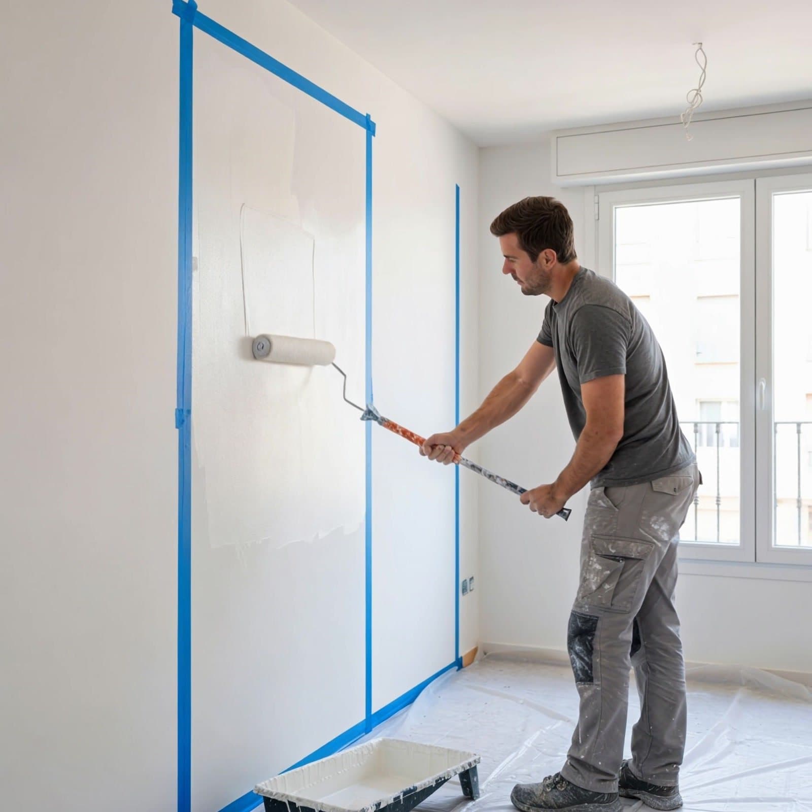 Sample image: decorator painting a feature wall